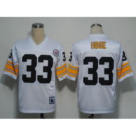 Mitchell and Ness Steelers #33 Merril Hoge White Stitched NFL Jersey