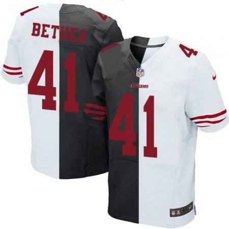 Nike 49ers #41 Antoine Bethea Black/White Men's Stitched NFL Elite Split Jersey