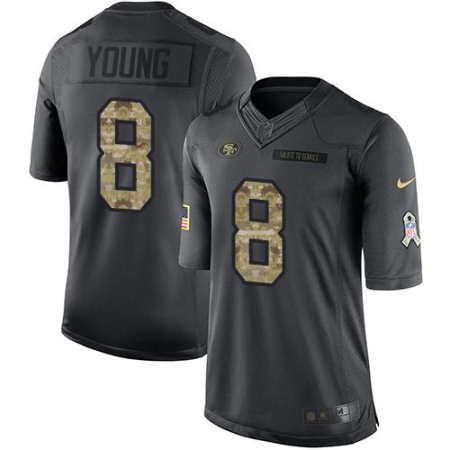 Nike 49ers #8 Steve Young Black Men's Stitched NFL Limited 2016 Salute to Service Jersey