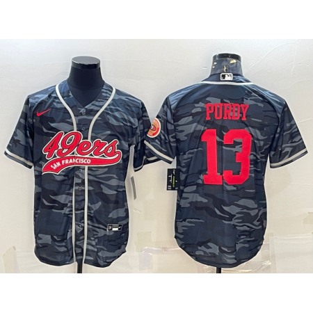 Men's San Francisco 49ers #13 Brock Purdy Grey Camo With Patch Cool Base Stitched Baseball Jersey