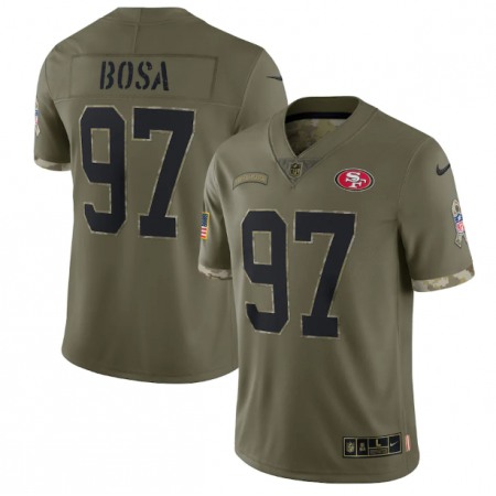 Men's San Francisco 49ers #97 Nick Bosa Olive 2022 Salute To Service Limited Stitched Jersey