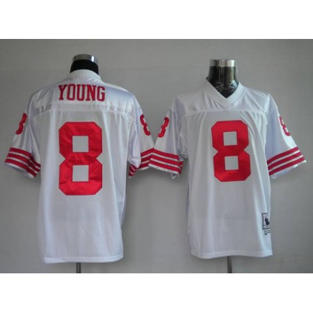 Mitchell and Ness 49ers #8 Steve Young Stitched White NFL Jersey