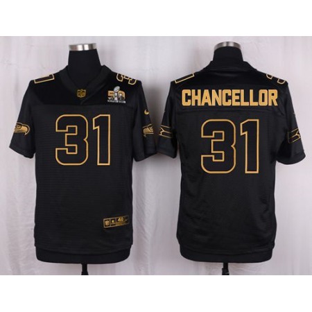 Nike Seahawks #31 Kam Chancellor Black Men's Stitched NFL Elite Pro Line Gold Collection Jersey