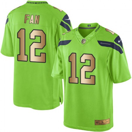 Nike Seahawks #12 Fan Green Men's Stitched NFL Limited Gold Rush Jersey