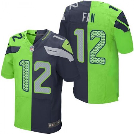 Nike Seahawks #12 Fan Steel Blue/Green Men's Stitched NFL Elite Split Jersey