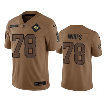 Men's Tampa Bay Buccaneers #78 Tristan Wirfs 2023 Brown Salute To Service Limited Stitched Jersey