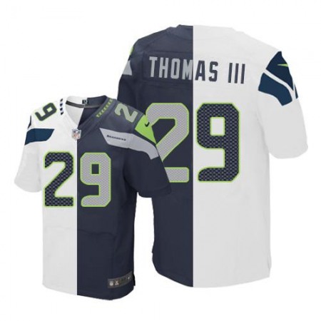 Nike Seahawks #29 Earl Thomas III White/Steel Blue Men's Stitched NFL Elite Split Jersey