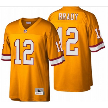 Men's Tampa Bay Buccaneers #12 Tom Brady Custom Orange Stitched Jersey