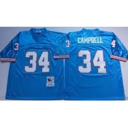 Men's Houston Oilers/Tennessee Titans #34 Earl Campbell Mitchell & Ness Light Blue 1980 Authentic Throwback Retired Player Stitched Jersey