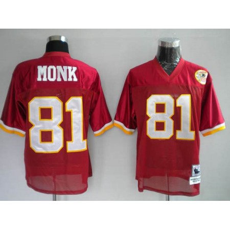 Mitchell and Ness Redskins #81 Art Monk Stitched Red 50TH Anniversary NFL Jersey