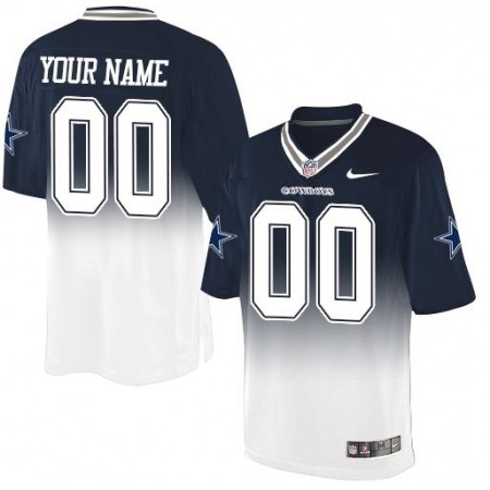 Nike Dallas Cowboys Customized Navy Blue/White Men's Stitched Elite Fadeaway Fashion NFL Jersey