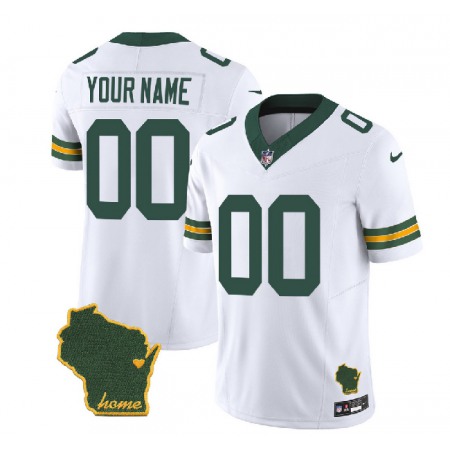 Men's Green Bay Packers Customized White 2023 F.U.S.E. Home Patch Vapor Untouchable Limited Stitched Jersey