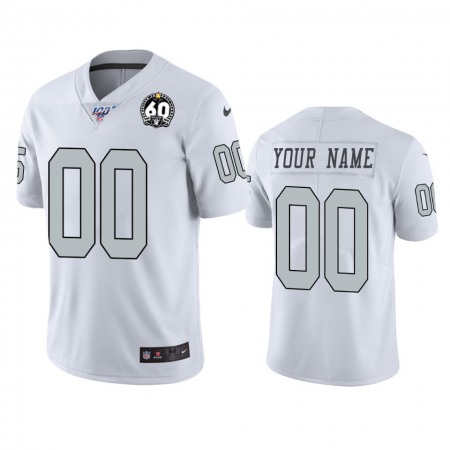 Men's Oakland Raiders Customized 2019 White 100th Season With 60 Patch Color Rush Stitched NFL Jersey