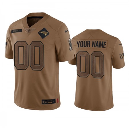 Men's New England Patriots Active Player Custom 2023 Brown Salute To Setvice Limited Stitched Football Jersey