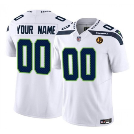 Men's Seattle Seahawks Active Player Custom White 2023 F.U.S.E. With John Madden Patch Vapor Limited Stitched Football Jersey