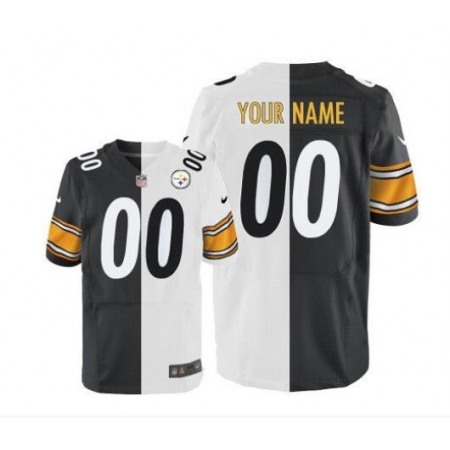 Women's Pittsburgh Steelers Custom White/Black Stitched NFL Elite Split Jersey