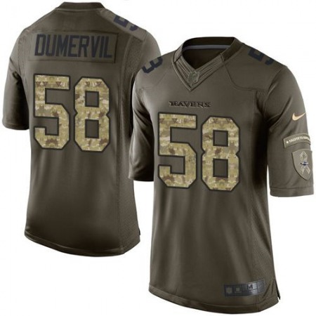 Nike Ravens #58 Elvis Dumervil Green Youth Stitched NFL Limited Salute to Service Jersey