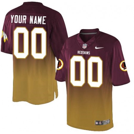 Nike Washington Redskins Customized Burgundy Red/Gold Men's Stitched Elite Fadeaway Fashion NFL Jersey