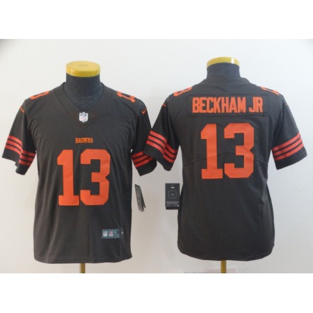 Youth Cleveland Browns #13 Odell Beckham Jr. Brown Color Rush Limited Stitched NFL Jersey