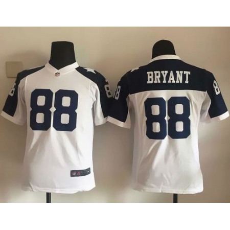 Nike Cowboys #88 Dez Bryant White Thanksgiving Youth Throwback Stitched NFL Elite Jersey