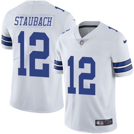 Youth Dallas Cowboys #12 Roger Staubach White Vapor Untouchable Limited Stitched Jersey