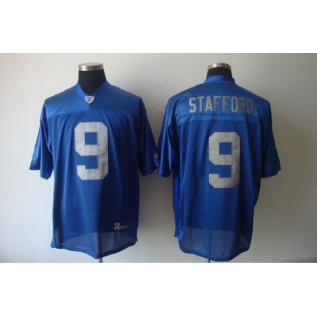 Lions #9 Matthew Stafford Blue EStitched Throwback Youth NFL Jersey