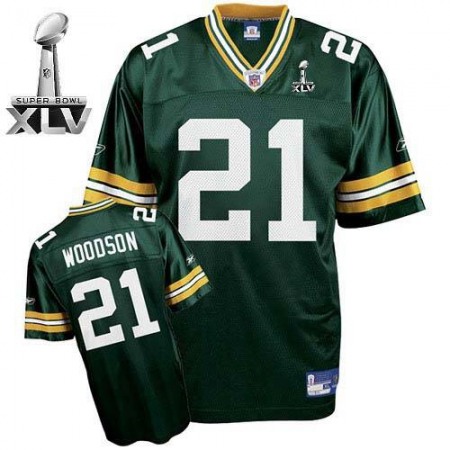 Packers #21 Charles Woodson Green Super Bowl XLV Stitched Youth NFL Jersey