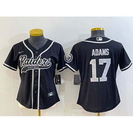 Youth Las Vegas Raiders #17 Davante Adams Black With Patch Cool Base Stitched Baseball Jersey