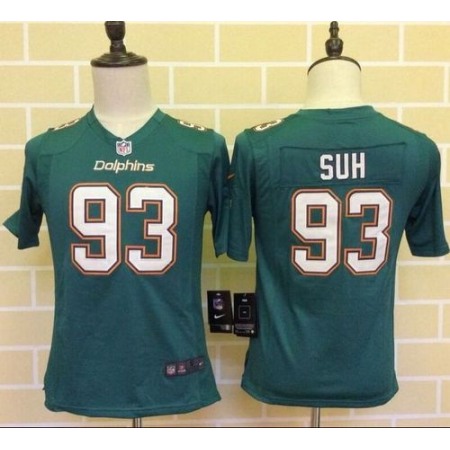 Nike Dolphins #93 Ndamukong Suh Aqua Green Team Color Youth Stitched NFL Elite Jersey