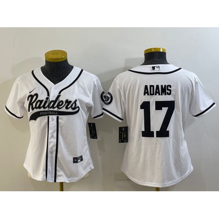 Youth Las Vegas Raiders #17 Davante Adams White With Patch Cool Base Stitched Baseball Jersey