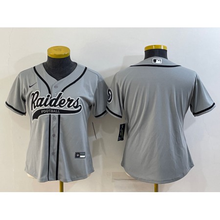Youth Las Vegas Raiders Blank Grey With Patch Cool Base Stitched Baseball Jersey