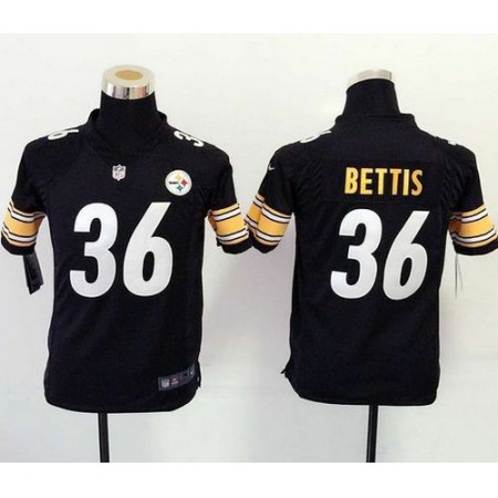 Nike Steelers #36 Jerome Bettis Black Team Color Youth Stitched NFL Elite Jersey