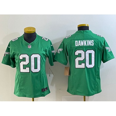 Youth Philadelphia Eagles #20 Brian Dawkins Kelce Green 2023 F.U.S.E. Stitched Football Jersey