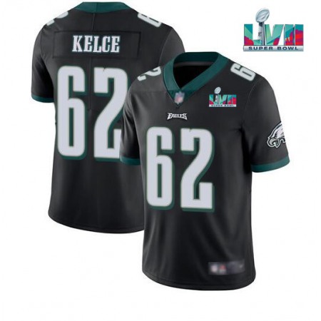 Youth Philadelphia Eagles #62 Jason Kelce Black Super Bowl LVII Patch Vapor Untouchable Limited Stitched Football Jersey