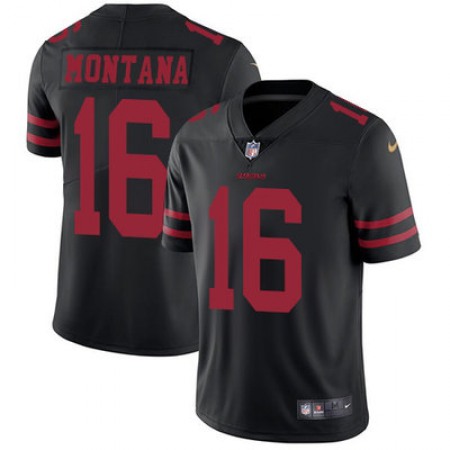 Youth NFL San Francisco 49ers #16 Joe Montana Black Vapor Untouchable Limited Stitched Jersey