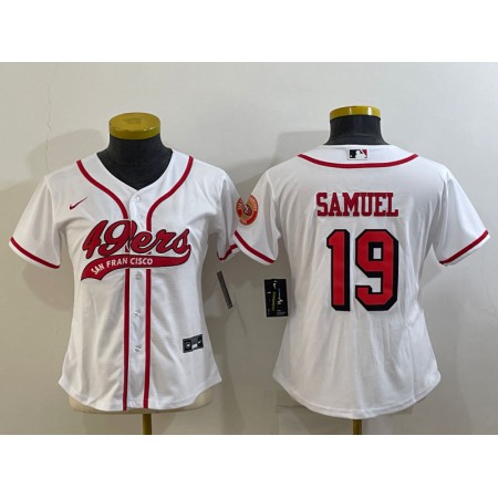 Youth San Francisco 49ers #19 Deebo Samuel New White With Patch Cool Base Stitched Baseball Jersey