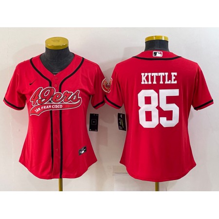 Youth San Francisco 49ers #85 George Kittle Red With Patch Cool Base Stitched Baseball Jersey