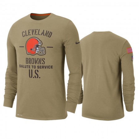 Men's Cleveland Browns Tan 2019 Salute to Service Sideline Performance Long Sleeve Shirt