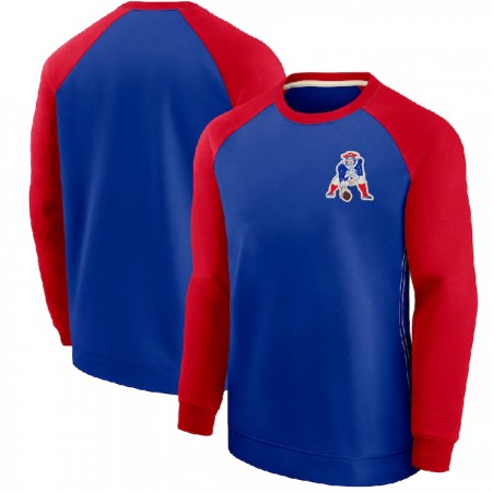 Men's New England Patriots Blue/Red Historic Raglan Crew Performance Sweater