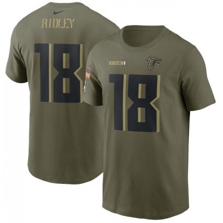 Men's Atlanta Falcons #18 Calvin Ridley 2021 Olive Salute To Service Legend Performance T-Shirt