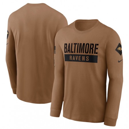 Men's Baltimore Ravens 2023 Brown Salute To Service Long Sleeve T-Shirt