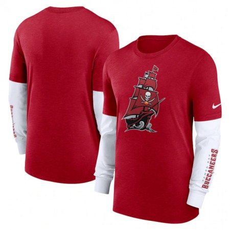 Men's Tampa Bay Buccaneers Heather Red Slub Fashion Long Sleeve T-Shirt