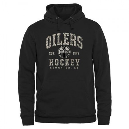 Men's Edmonton Oilers Black Camo Stack Pullover Hoodie