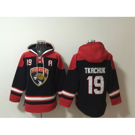 Men's Florida Panthers #19 Matthew Tkachuk Black/Red Lace-Up Pullover Hoodie