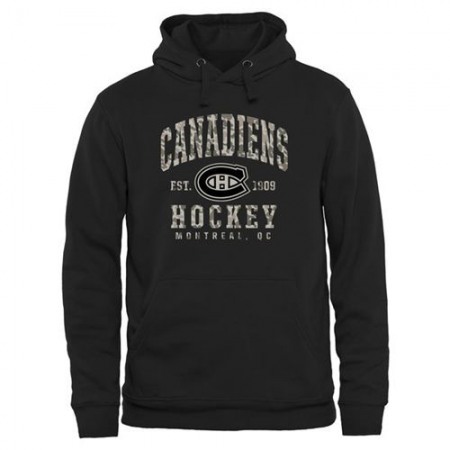 Men's Montreal Canadiens Black Camo Stack Pullover Hoodie