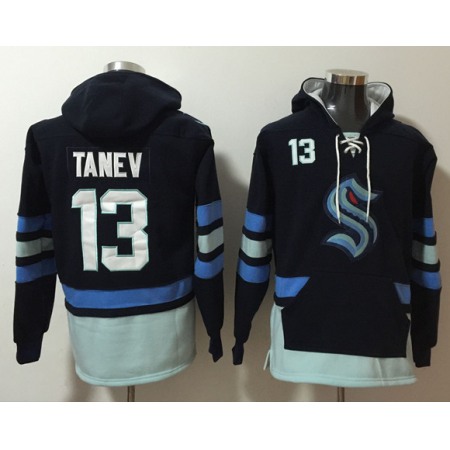 Men's Seattle Kraken #13 Brandon Tanev Navy Ageless Must-Have Lace-Up Pullover Hoodie