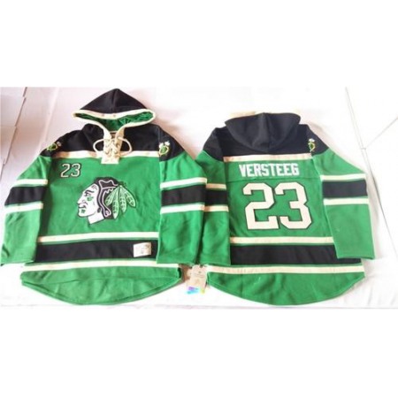 Blackhawks #23 Kris Versteeg Green St. Patrick's Day McNary Lace Hoodie Stitched NHL Jersey