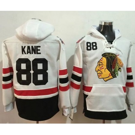 Blackhawks #88 Patrick Kane White Name & Number Pullover NHL Hoodie