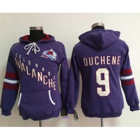 Colorado Avalanche #9 Lanny McDonald Purple Women's Old Time Heidi NHL Hoodie