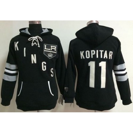 Los Angeles Kings #11 Anze Kopitar Black Women's Old Time Heidi NHL Hoodie